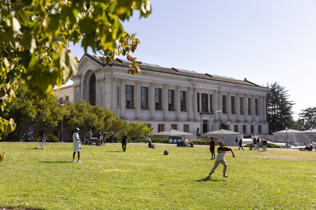 students on grassy field on Berkeley campus