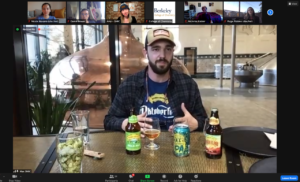 Sierra Nevada representative explains the three beers in a Zoom room