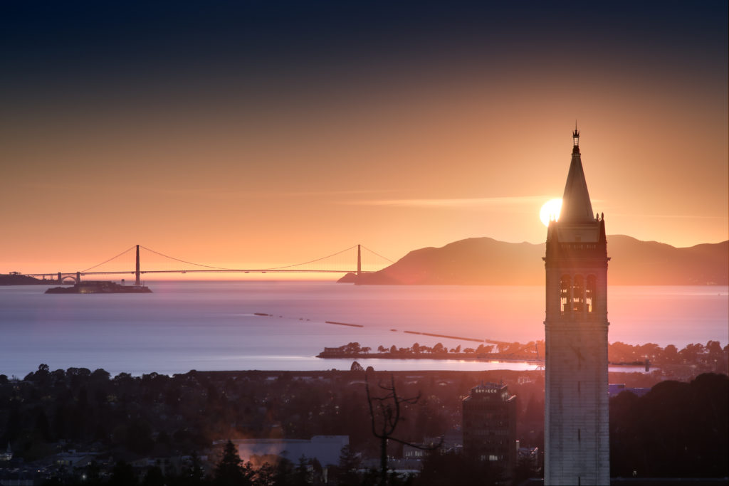 view of the campanile at sunset