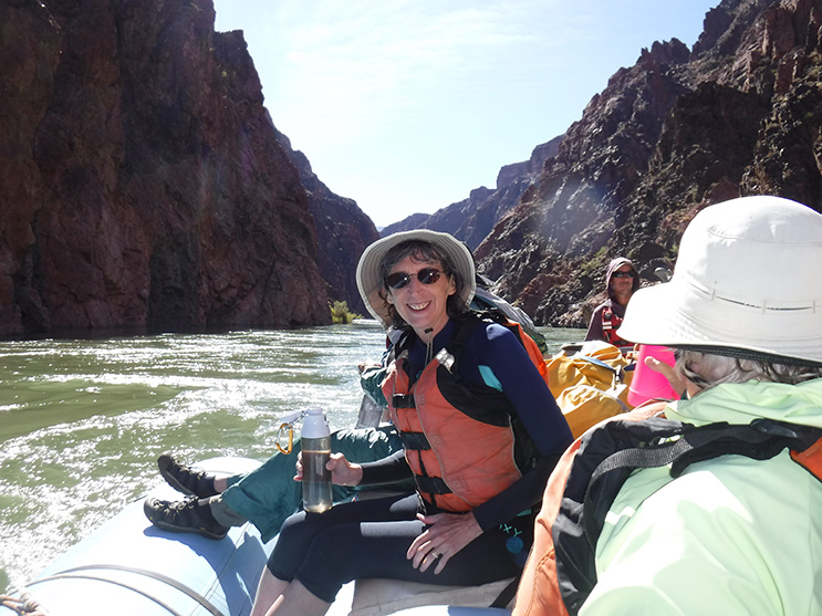 Rafting down down the Colorado River in the Grand Canyon.
