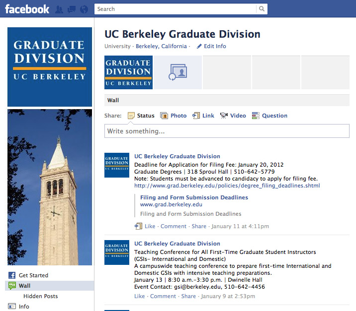 Graduate Division's Facebook page