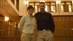 Post doctorates Diane Wiener and Troy Lionberger at Stanley Hall recently. They started the support group, Thriving in Science. 
