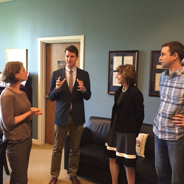 Three graduate students meet with California legislators.