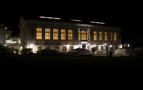 Doe Library after dark