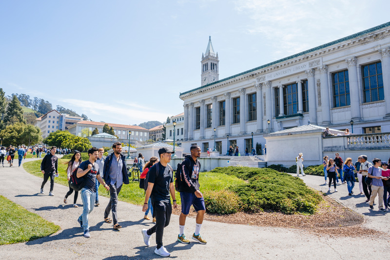 Students walking across the Berkeley campus