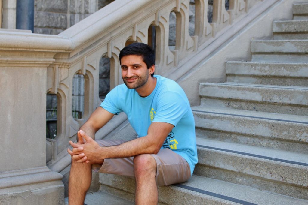 Nitin Kohli on the steps of South Hall.