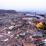 building debris from earthquake in Japan