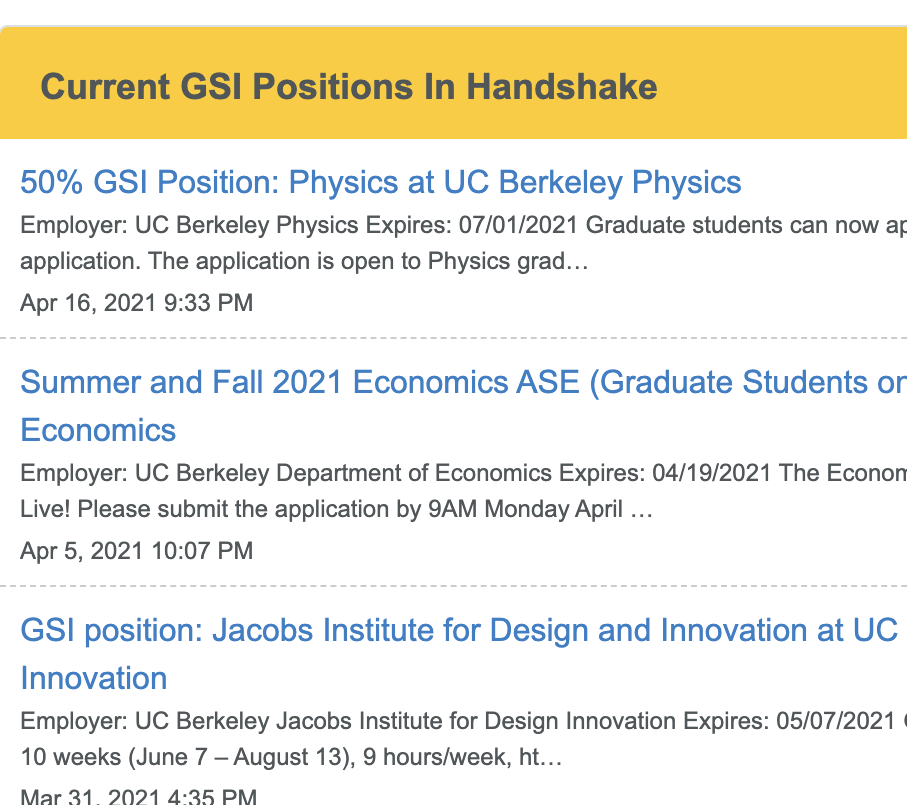 Screenshot of GSI/GSR feed on webpage