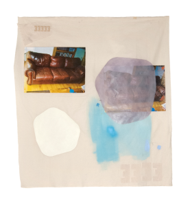 Matt Smith Chavez: Chaplin in his cell, pampered by his wardens, 2015; mixed media on muslin; 48 x 43 ½ in.; courtesy of the artist.