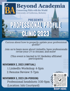 Beyond Academia Professional Profile Clinic 2023 dates and times 