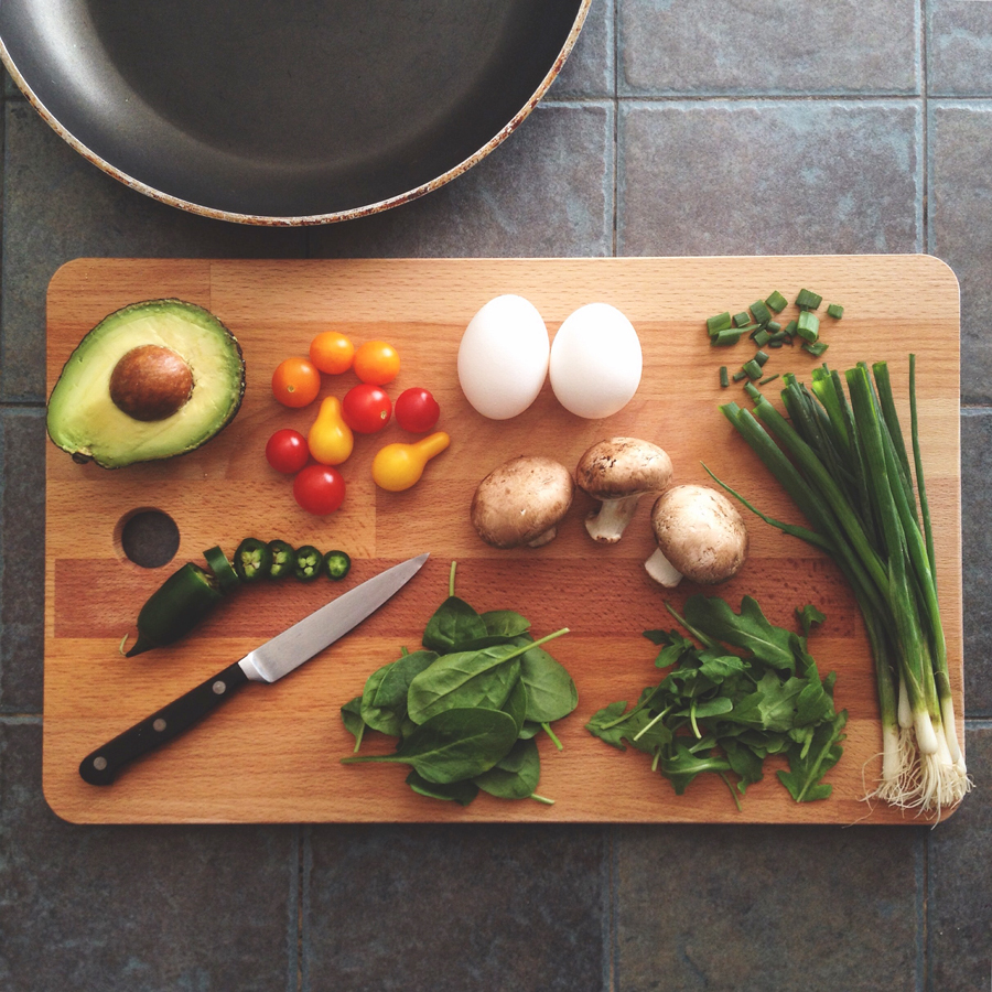 food laid out on cutting board